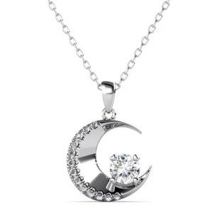 Certified 1/2 ct. t.w. Diamond Moissanite Crescent Moon Necklace NEW